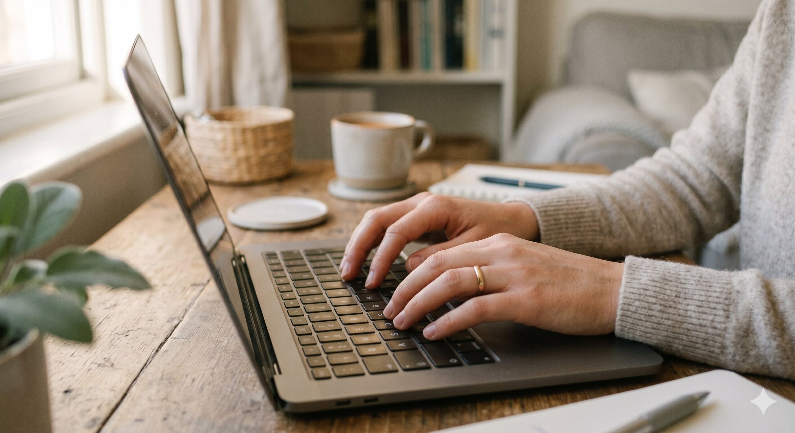 Someone typing on their laptop