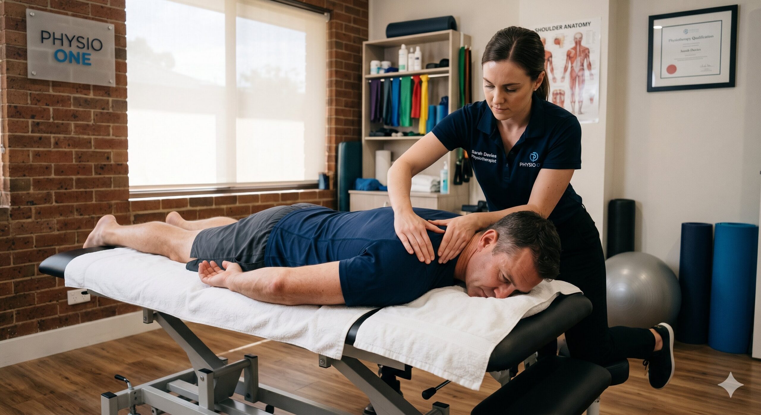 Man at a physio appointment at private clinic